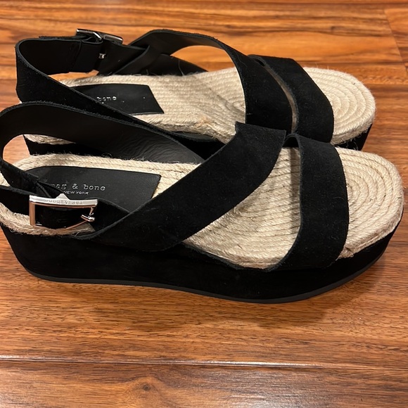 Rag & Bone - NWOT Beautiful Tall Black Leather Espadrilles - Picture 4 of 5
